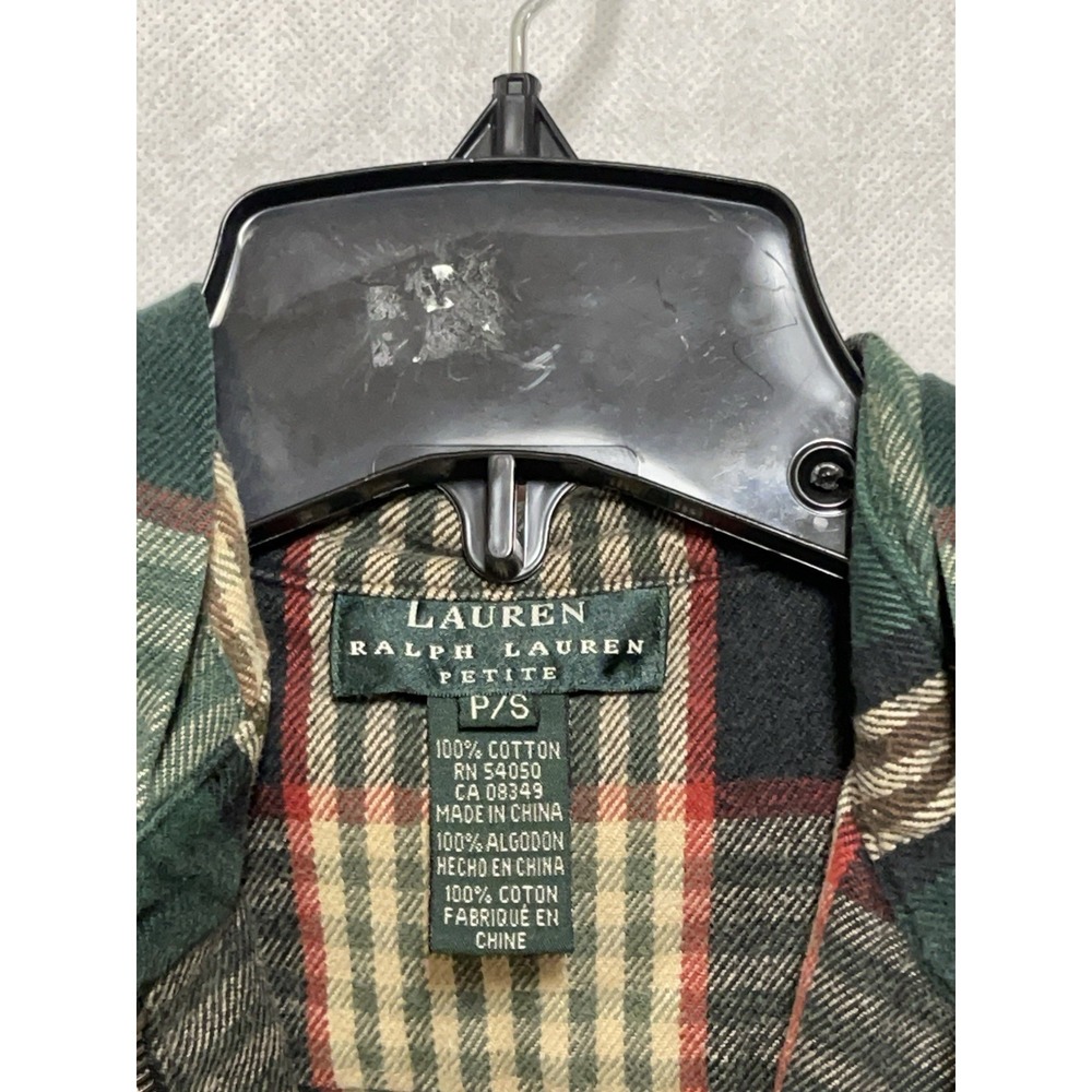 Ralph Lauren Jacket Women Petite S Flannel Plaid Twill Hood Coat Chore Workwear - Picture 6 of 8